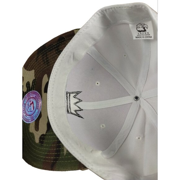 Crown Wsted Youth Classic Snapback Baseball Cap White and Camo New - Picture 3 of 9
